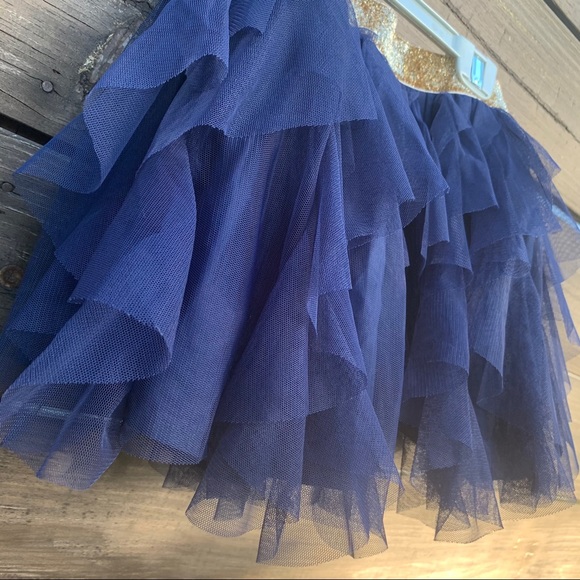 Navy Tulle Skirt with Sparkle Waist Band - Picture 5 of 6